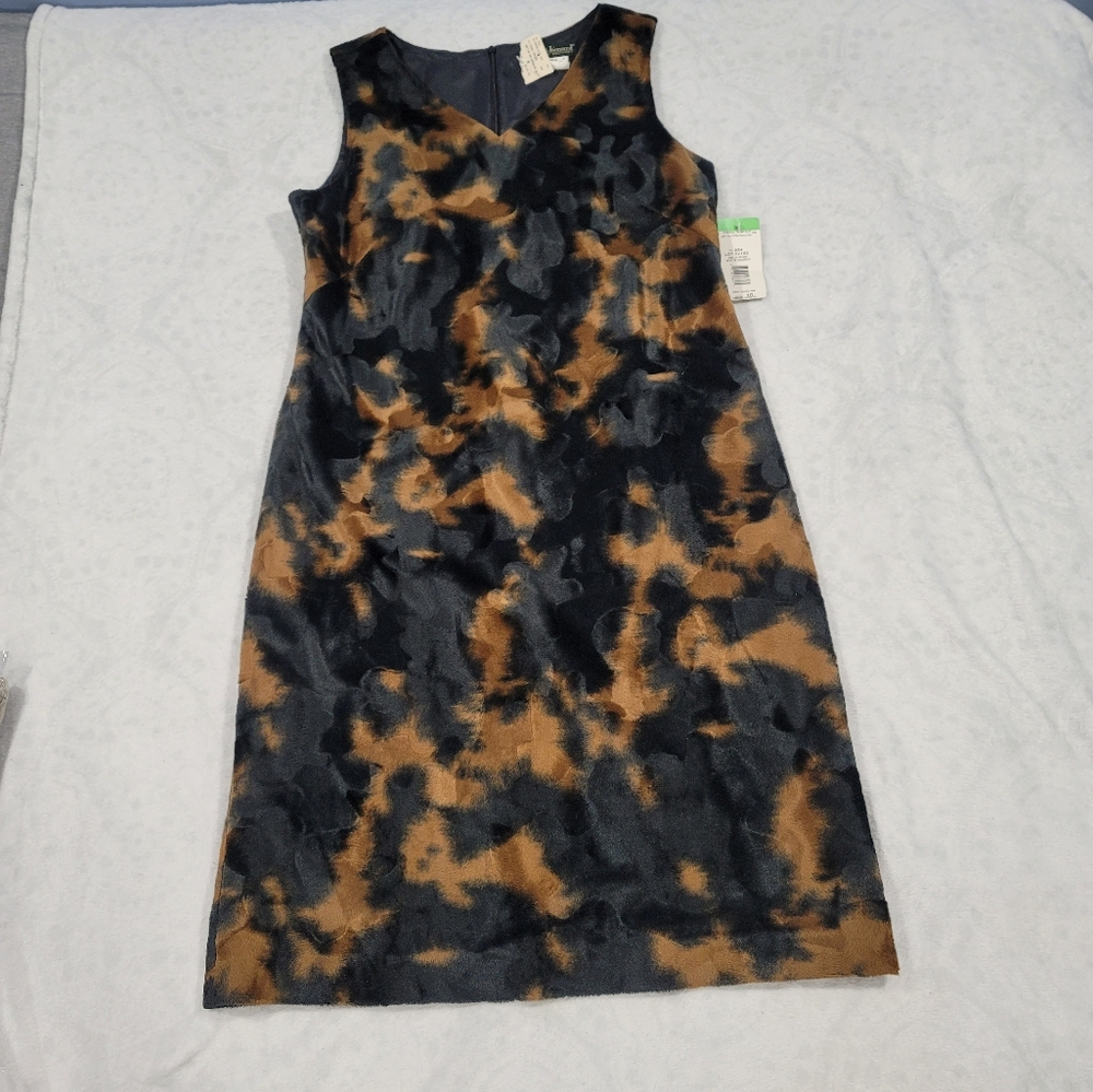NWT HARVE BENARD Vintage  SLEEVELESS KNEE LENGTH BLACK BROWN  DRESS Size 10